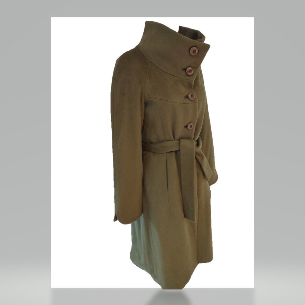 Obakki Olive Green Wrap Coat  & Tie Lightweight Made in Canada Size 8. NWOT